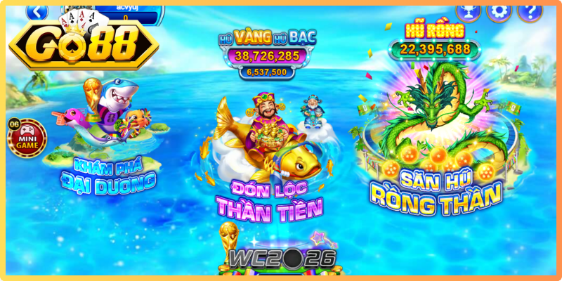 Bắn cá Go88 đưa người chơi vào không gian với nhiều sinh vật biển khác nhau