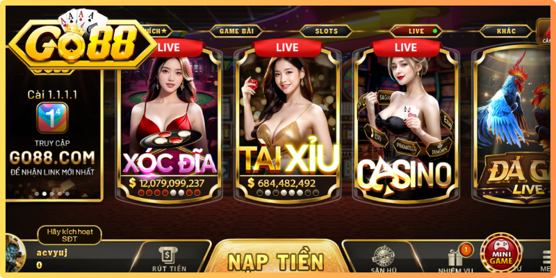 Live casino Go88 là khu vực mô phỏng không gian đặt cược trực tiếp